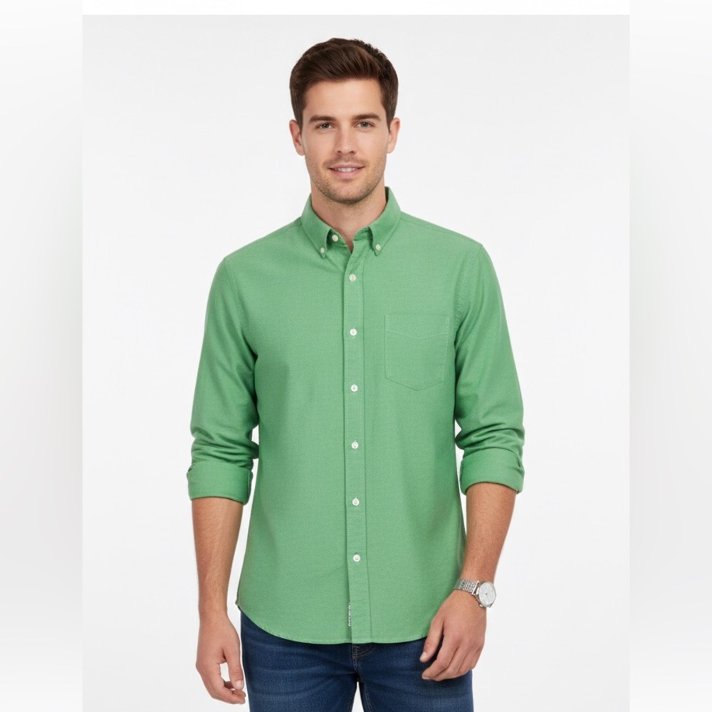🟩Gap Slim Fit Button-Up Shirt  Men’s Size L  Green 100% Cotton